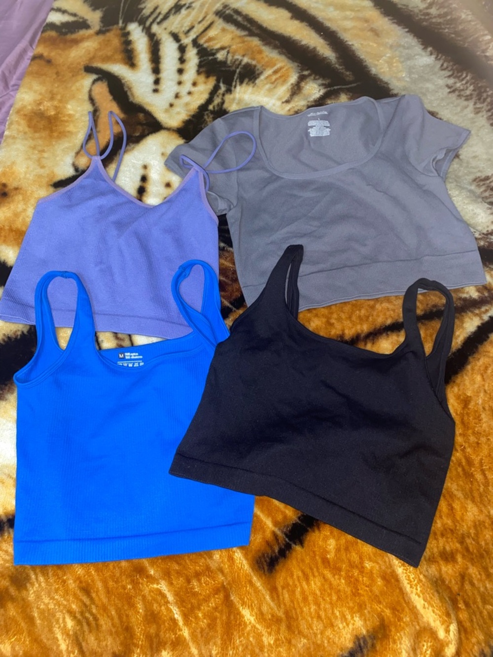 Women’s Ribbed Tank Top Crop - Black, Gray, Lavender, Royal Blue